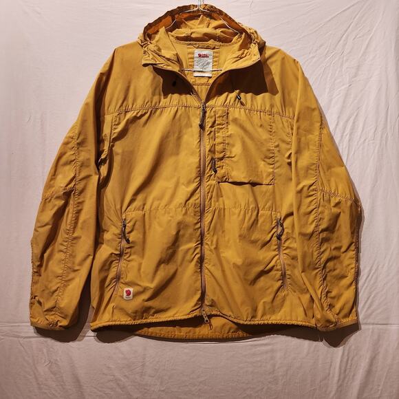 Fjällräven 'Fjallraven' Men's Sz L High Coast Wind Jacket Ochre Yellow Rain Coat - Picture 13 of 13